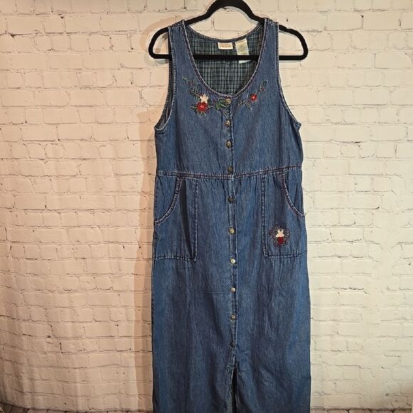 Bobbie Brooks Denim Overall Dress Size M - Picture 1 of 10